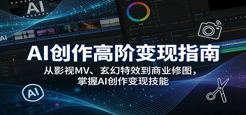 AI创作高阶变现指南：从影视MV、玄幻特效到商业修图，掌握AI创作变现技能-副业吧