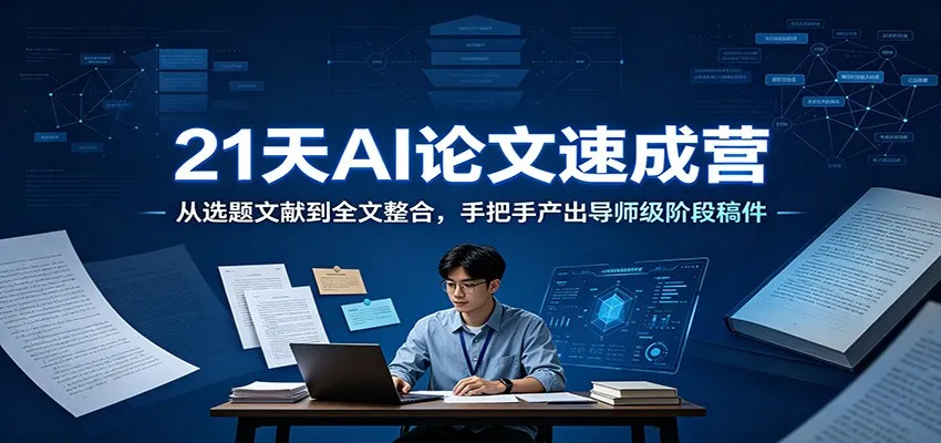 21天AI论文速成营:从选题文献到全文整合,手把手产出导师级阶段稿件-副业吧