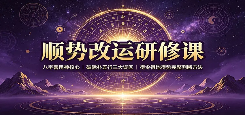 顺势改运研修课:八字喜用神核心,破除补五行三大误区,得令得地得势完整判断方法-副业吧