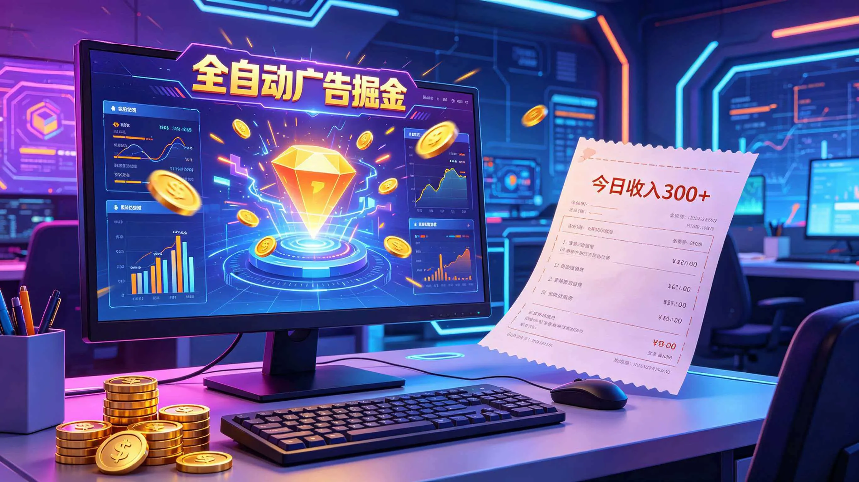 全自动广告掘金,日入300+。全程Ai自动化运行,解放双手,时间自由。收益稳定-副业吧