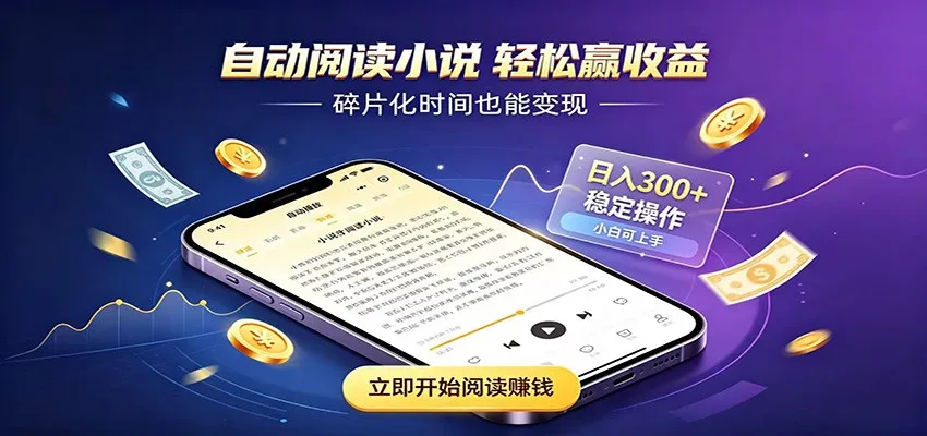 挂机看小说，全程自动运行不费精力，每日稳定赚三百-副业吧