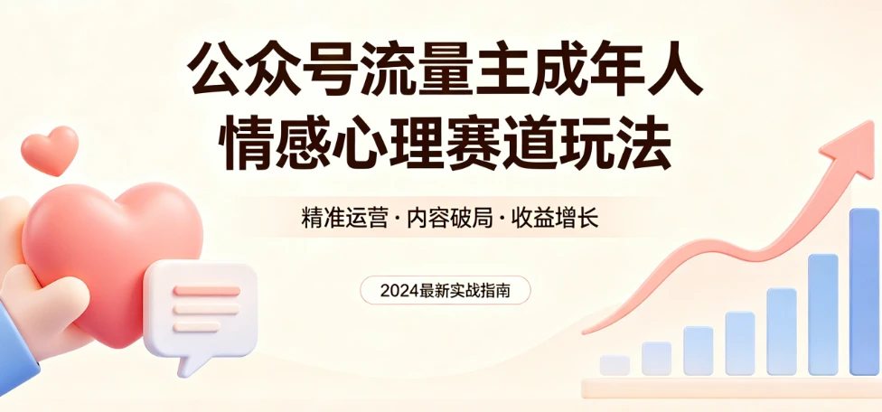 公众号流量主 | 成年人情感心理赛道，流量最大，受众最广的主流赛道之一，平均每2篇就有1篇万爆文章！-副业吧