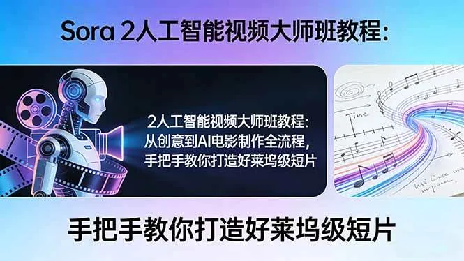 （17688期）Sora 2人工智能视频大师班教程：从创意到AI电影制作全流程，手把手教你打造好莱坞级短片-副业吧