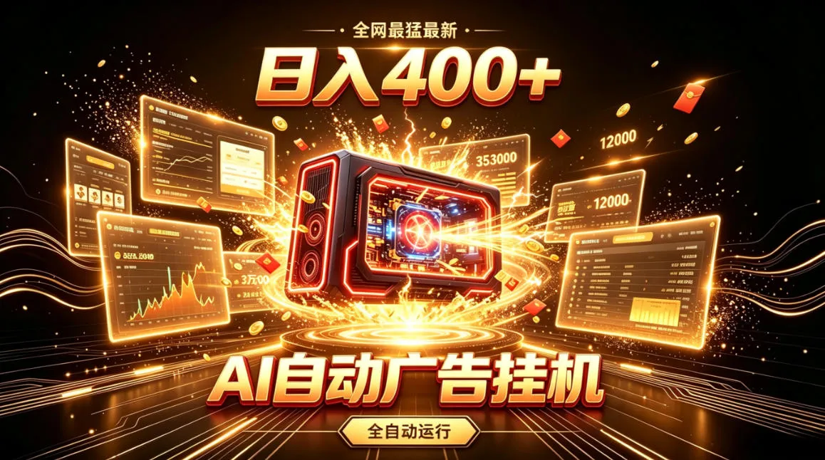 全网最猛最新的AI自动广告挂G，狠收益日入400+，真正做到躺賺式变现【揭秘】-副业吧