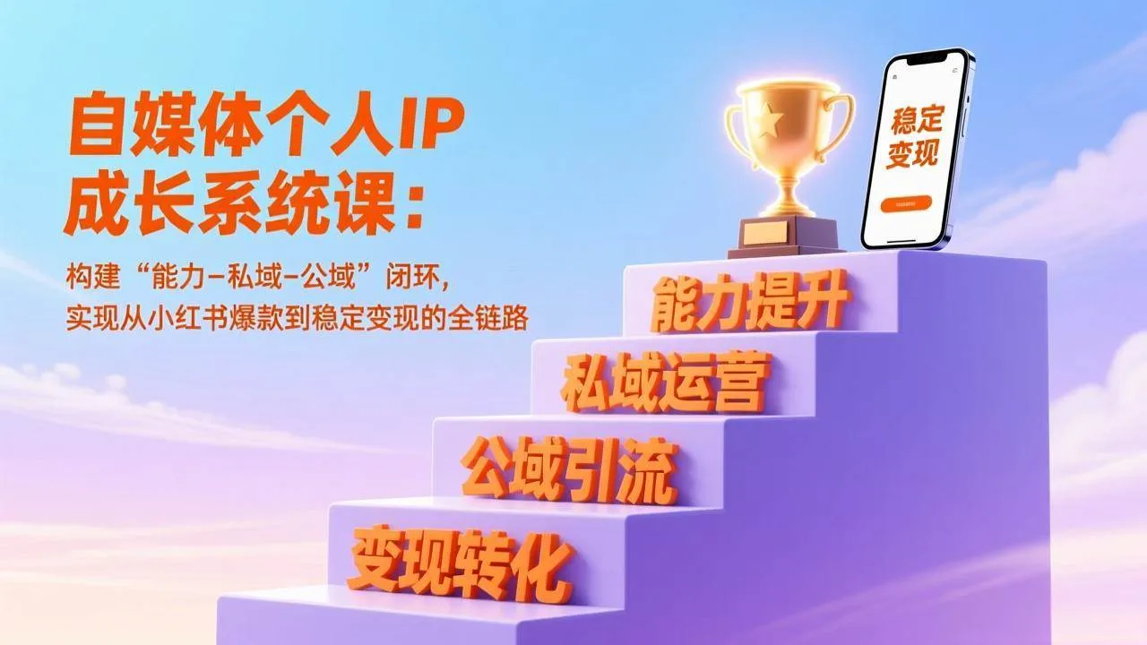 （17192期）自媒体个人IP成长系统课：构建“能力-私域-公域”闭环，实现从小红书爆款到稳定变现的全链路-副业吧