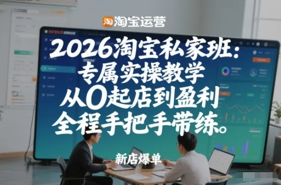 2026淘宝私家班：专属实操教学，从0起店到盈利，全程手把手带练（更新26年3月）-副业吧