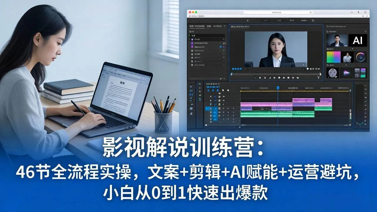 （18053期）影视解说特训营：46节全流程实操，文案+剪辑+AI赋能+运营避坑，小白从0到1快速出爆款-副业吧