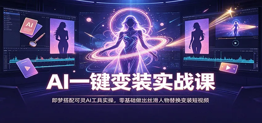 AI一键变装实战课：即梦搭配可灵AI工具实操，零基础做出丝滑人物替换变装短视频-副业吧