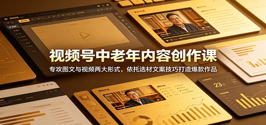 视频号中老年内容创作课:专攻图文与视频两大形式,依托选材文案技巧打造爆款作品-副业吧