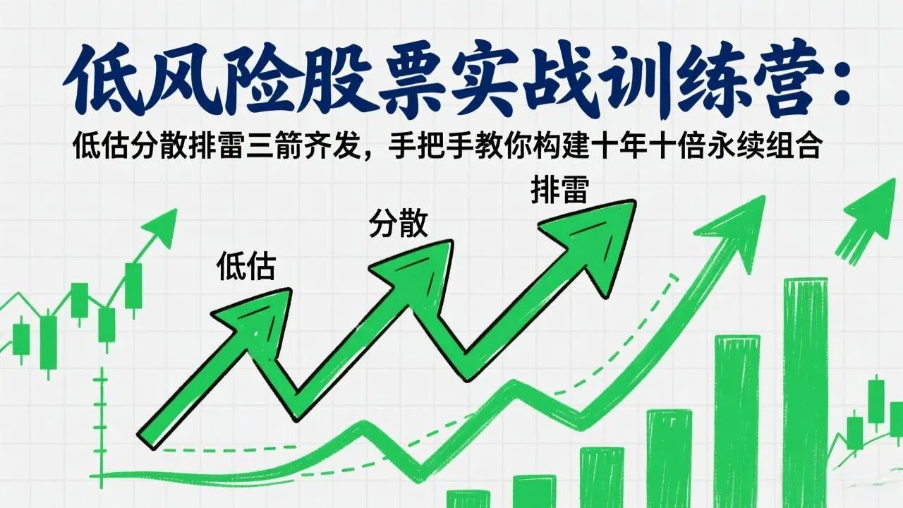 （17487期）低风险股票实战训练营：低估分散排雷三箭齐发，手把手教你构建十年十倍永续组合-副业吧