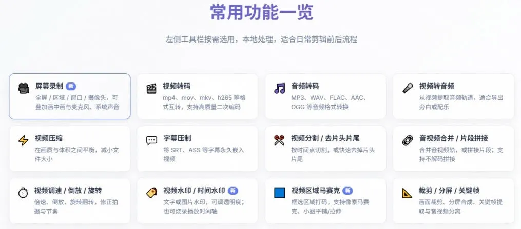 超强本地工具箱来了！内置屏幕录制、音视频切割合并、视频压缩提取等，永久免费蝌蚪视频转换大师-副业吧