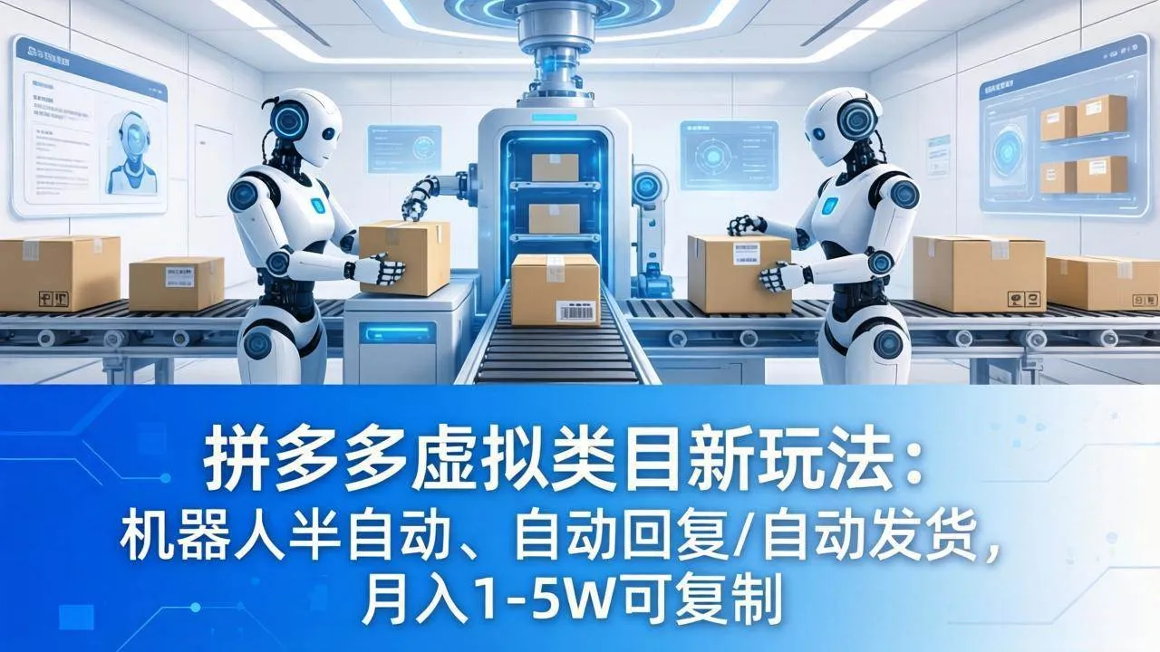 （18038期）拼多多虚拟类目新玩法：机器人半自动、自动回复 /自动发货，月入 1-5W 可复制-副业吧