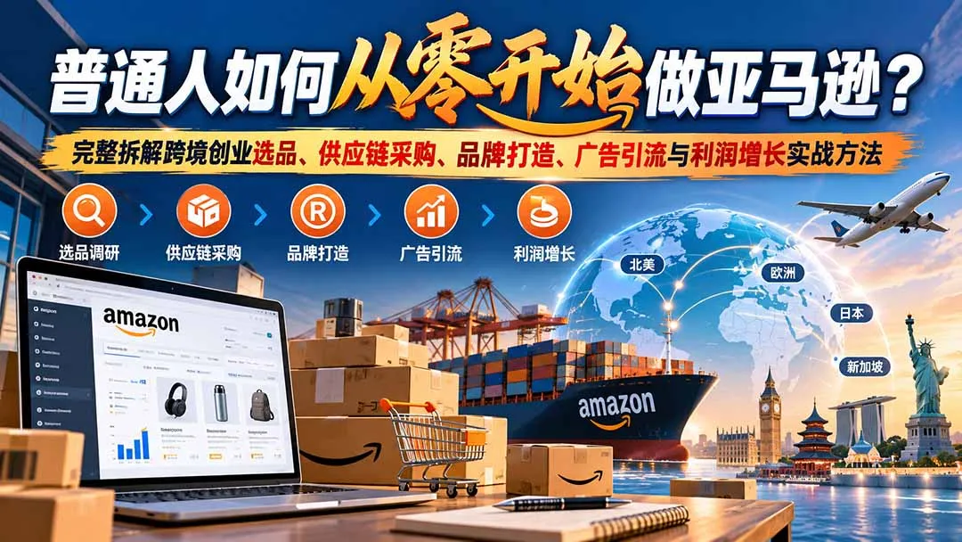 普通人如何从零开始做亚马逊？完整拆解跨境创业选品、供应链采购、品牌打造、广告引流与利润增长实战方法-副业吧