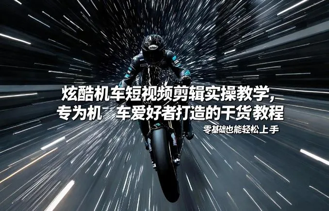 炫酷机车短视频剪辑实操教学，专为机车爱好者打造的干货教程，零基础也能轻松上手-副业吧