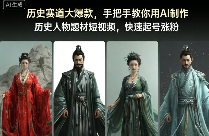 历史赛道大爆款,手把手教你用AI制作历史人物题材短视频,快速起号涨粉-副业吧