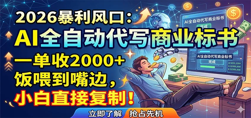 AI全自动代写商业标书，一单收2000+，饭喂到嘴边，小白直接复制-副业吧
