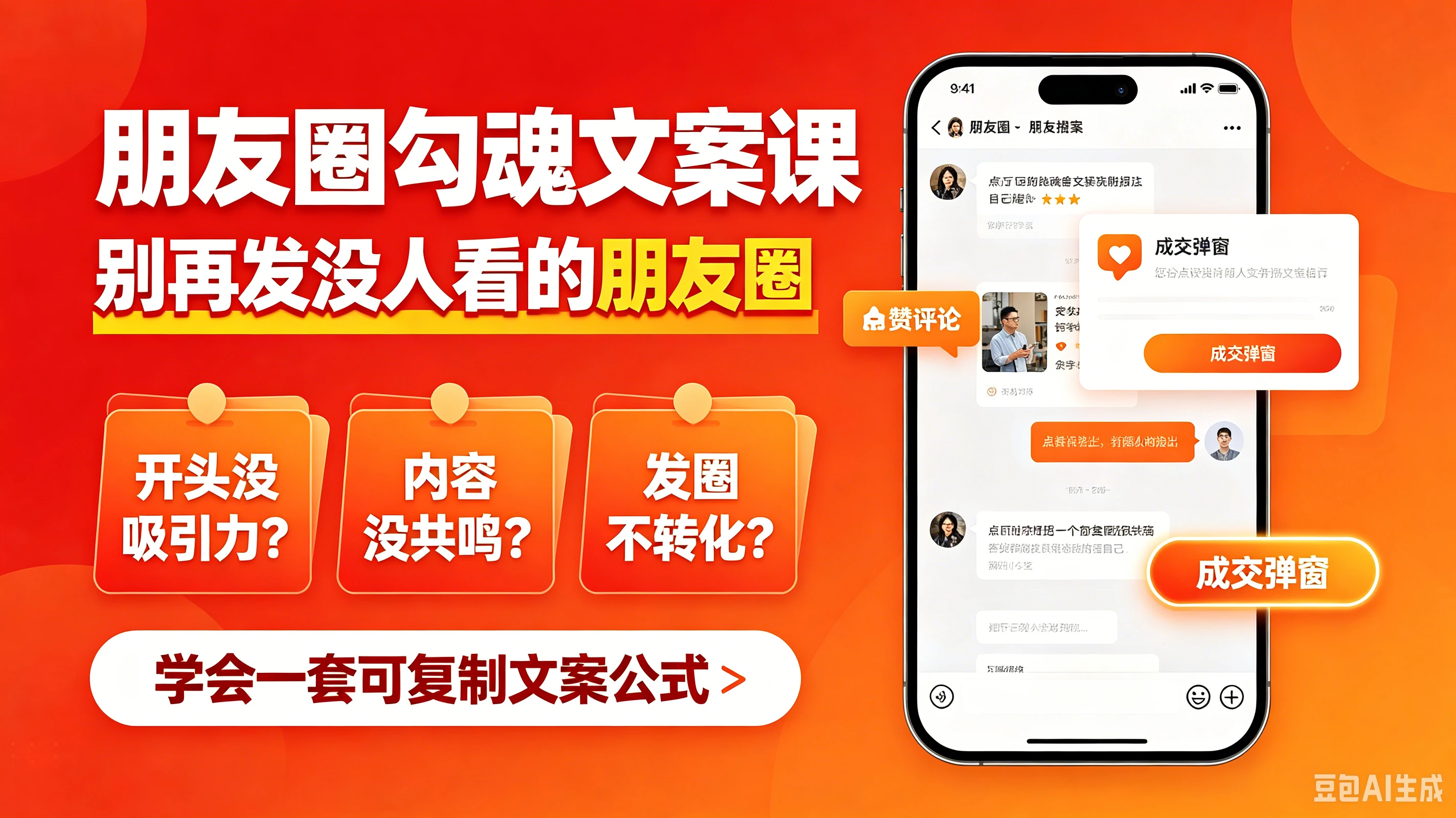 【精】朋友圈勾魂文案课，别再发没人看的朋友圈，学会一套可复制文案公式-副业吧