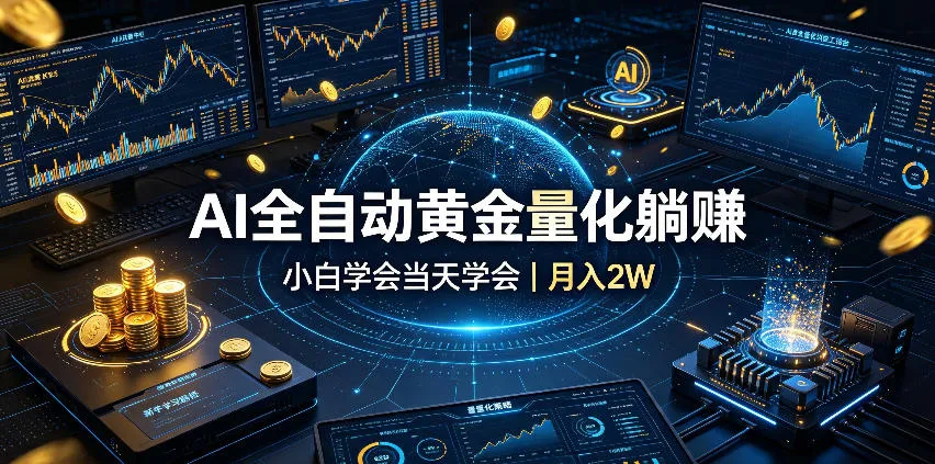 AI全自动黄金量化躺赚：小白学会当天学会，月入2W！-副业吧