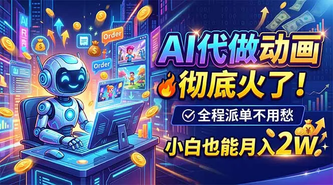 AI代做动画,彻底火了!全程派单不用愁,小白也能月入2W-副业吧