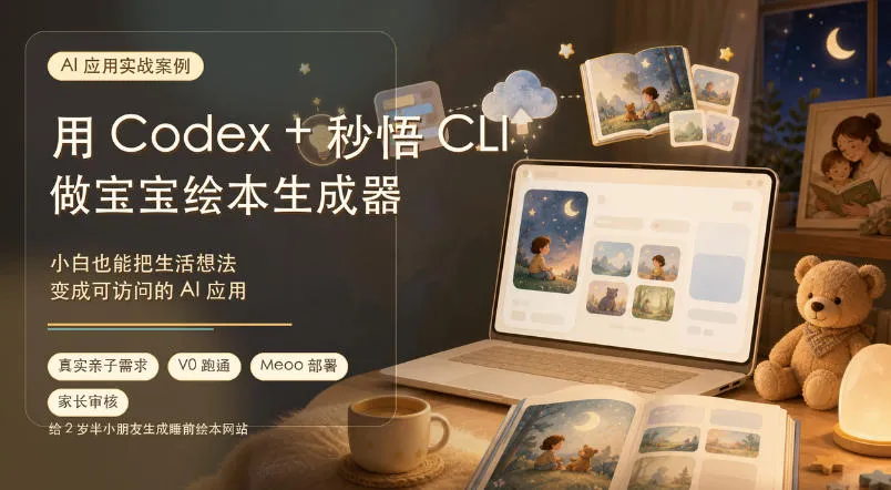 AI应用实战案例,用Codex+秒悟CLl做宝宝绘本生成器,小白也能把生活想法变成可访问的AI应用-副业吧