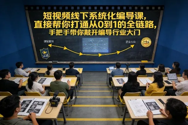 短视频线下系统化编导课，直接帮你打通从0到1的全链路，手把手带你敲开编导行业大门-副业吧