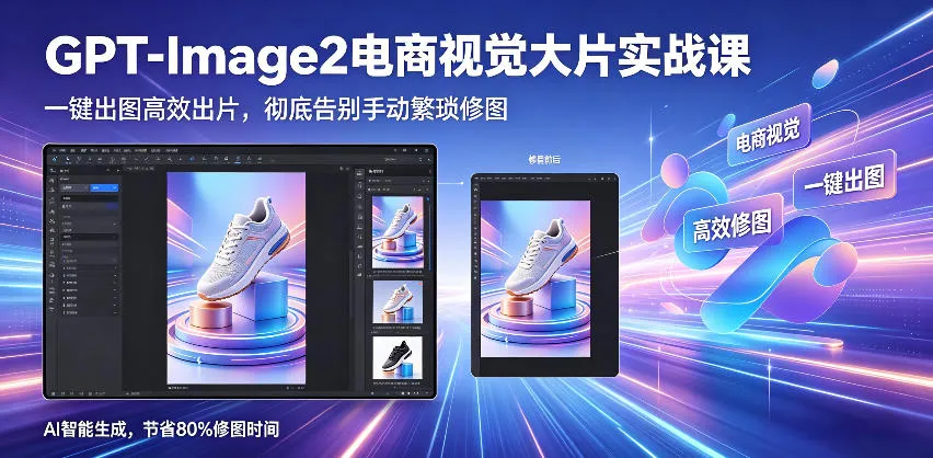 GPT-Image2电商视觉大片实战课，一键出图高效出片，彻底告别手动繁琐修图-副业吧