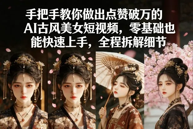 手把手教你做出点赞破万的AI古风美女短视频,零基础也能快速上手,全程拆解细节-副业吧
