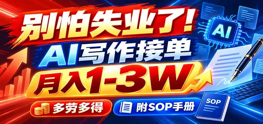 别怕失业了!AI写作接单月入1-3W,多劳多得,附SOP手册-副业吧