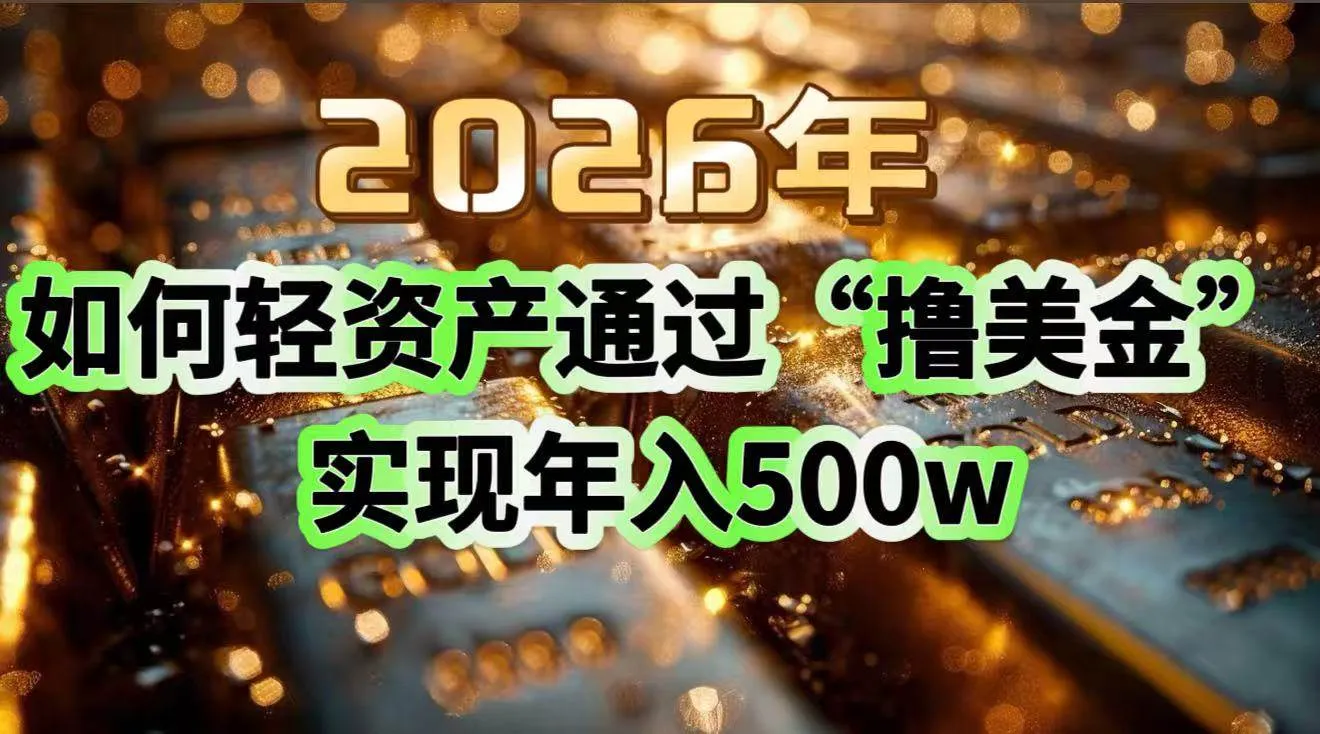 （17033期）2026年如何轻资产通过“撸美金”实现年入500w-副业吧