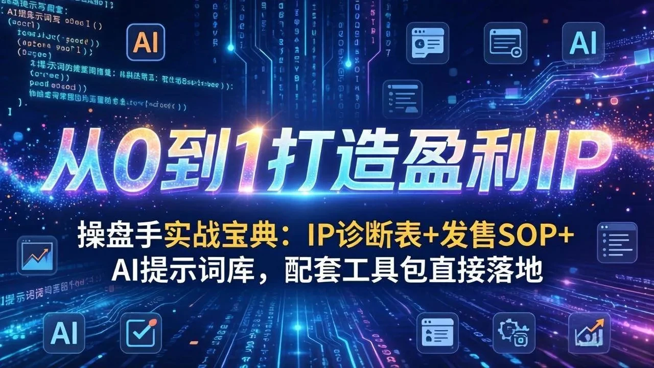【精】操盘手实战宝典：IP诊断表+发售SOP+AI提示词库，配套工具包直接落地，从0到1打造盈利IP-副业吧