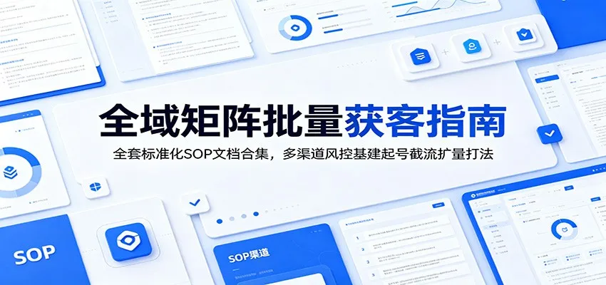 全域矩阵批量获客指南：全套标准化SOP文档合集，多渠道风控基建起号截流扩量打法-副业吧