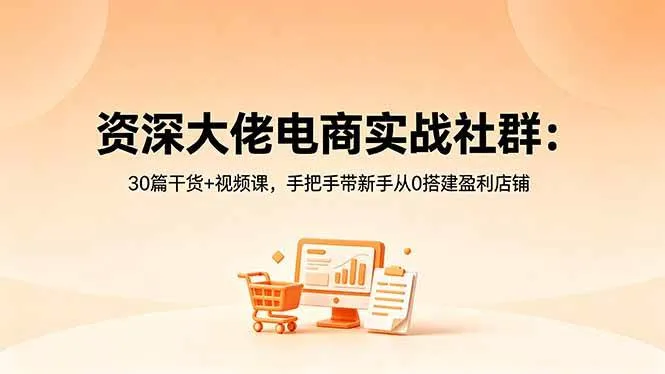 (18529期)资深大佬电商实战社群:30篇干货+视频课,手把手带新手从0搭建盈利店铺-副业吧