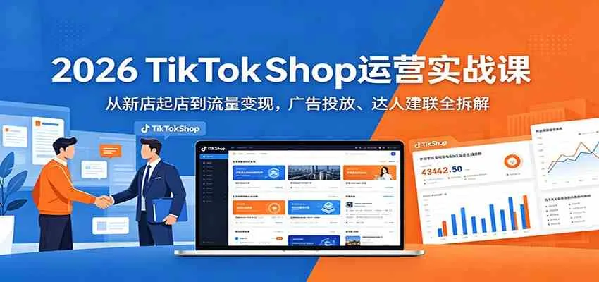 2026 TikTokShop运营实战课：从新店起店到流量变现，广告投放、达人建联全拆解-副业吧