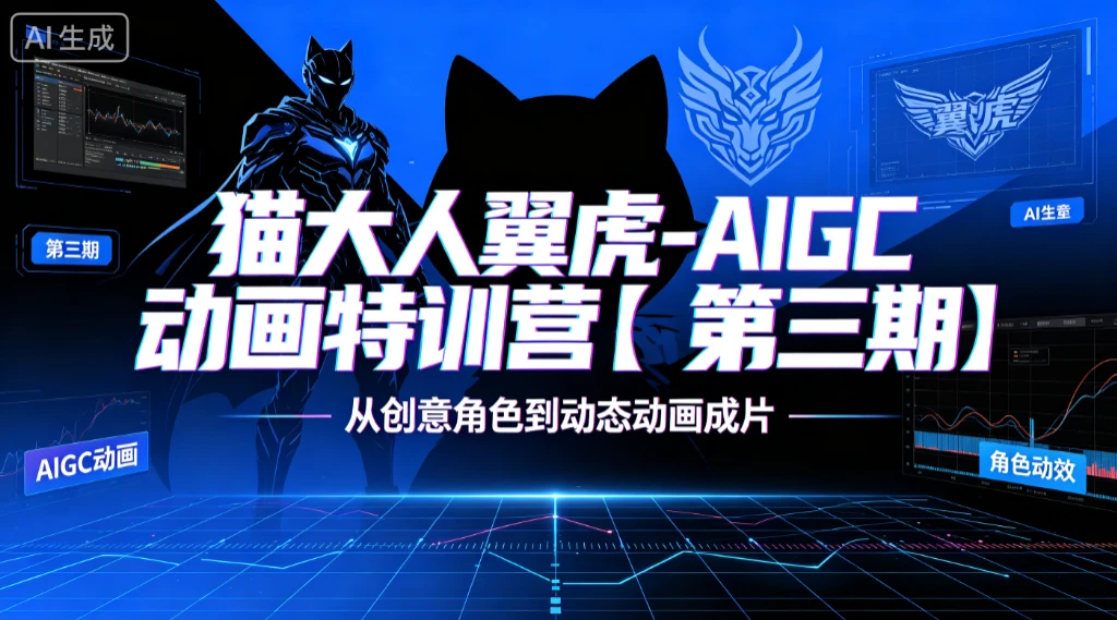 【精】猫大人翼虎-AIGC动画特训营【第三期】从创意角色到动态动画成片-副业吧
