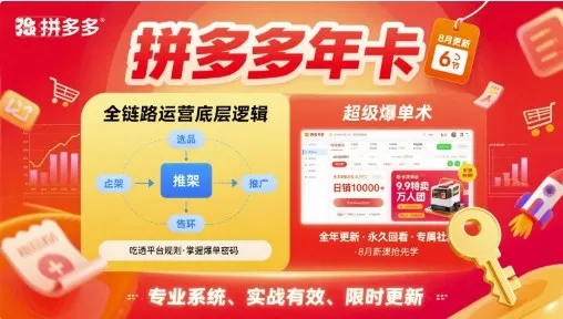 拼多多年卡,拼多多全链路运营底层逻辑,超级爆单术【更新26年3月29日】-副业吧