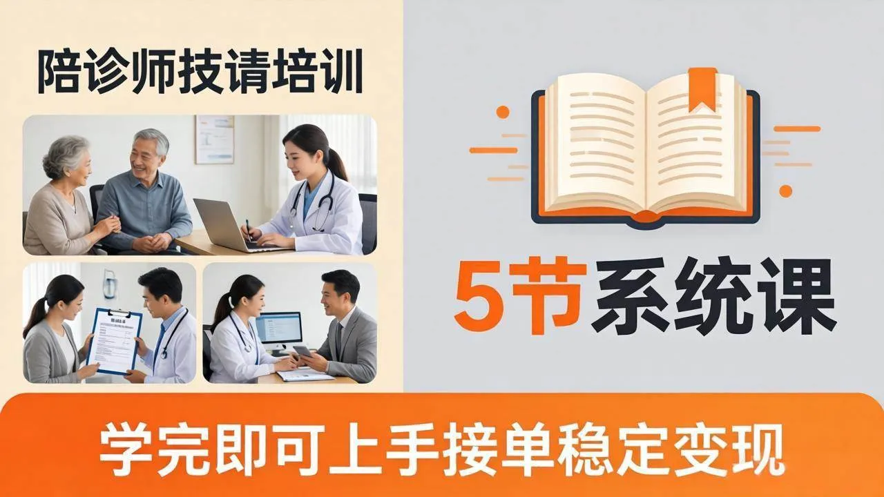（18116期）想做陪诊师不知从何下手？5节系统课教你掌握核心技能，学完即可上手接单稳定变现-副业吧