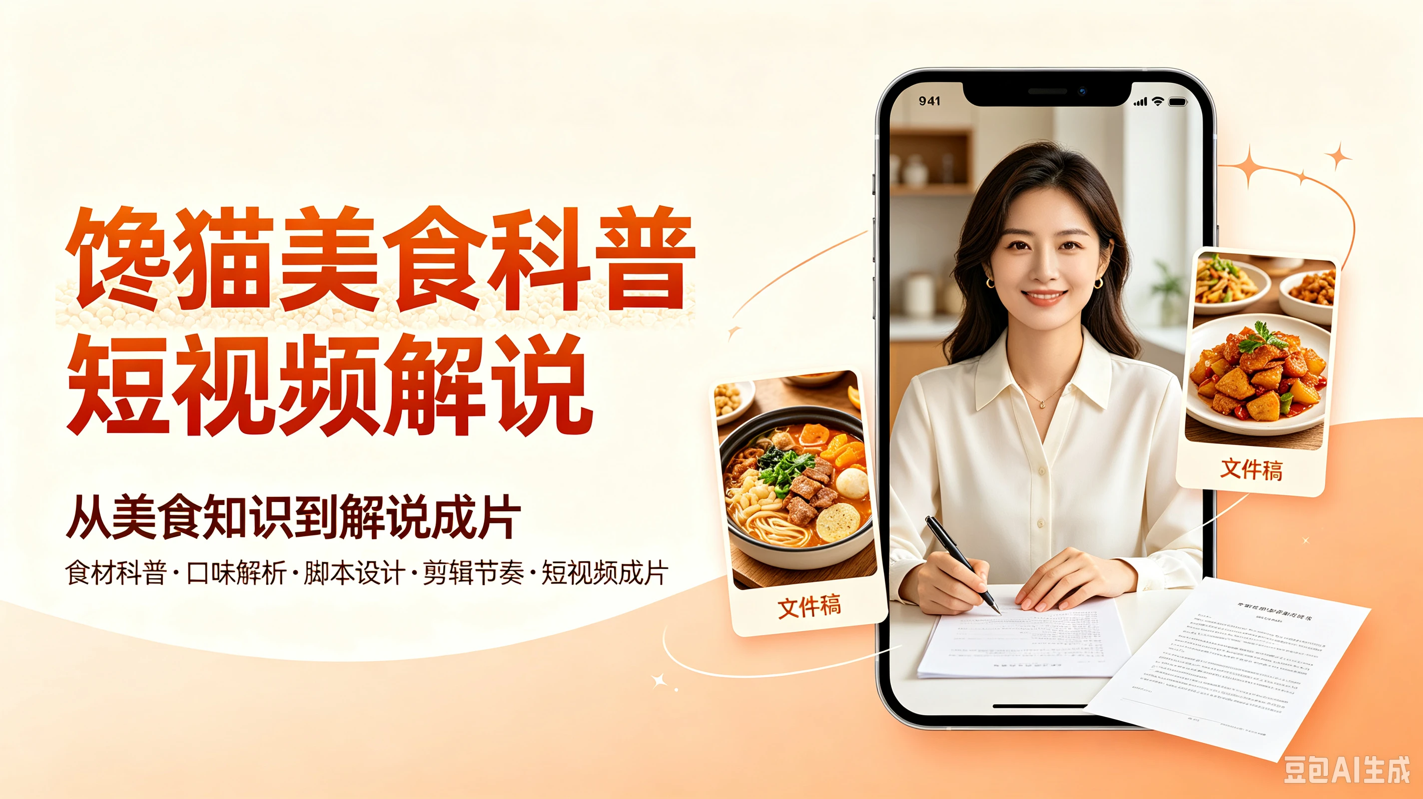 馋猫美食科普短视频解说,从美食知识到解说成片,食材科普、口味解析、脚本设计、剪辑节奏、短视频成片-副业吧