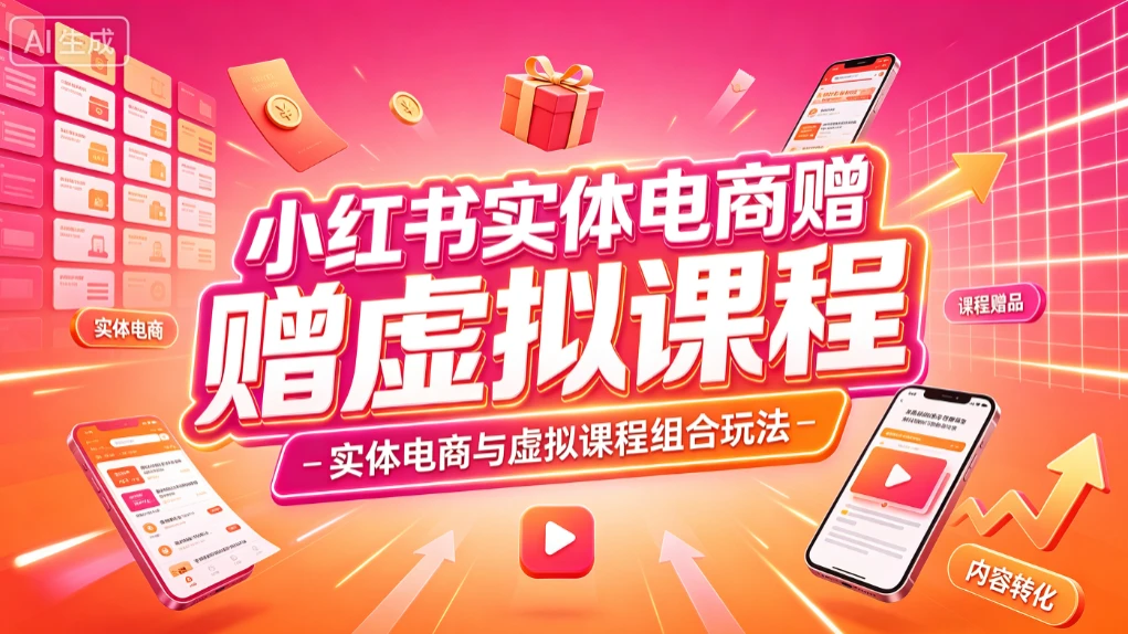 【精】小红书实体电商,实体电商增长玩法 搭配虚拟课程权益(赠虚拟课程)-副业吧