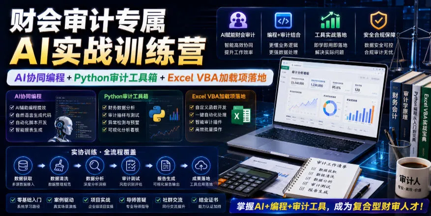 财会审计专属AI实战训练营|AI协同编程+Python审计工具箱+Excel VBA加载项落地(更新0816)-副业吧