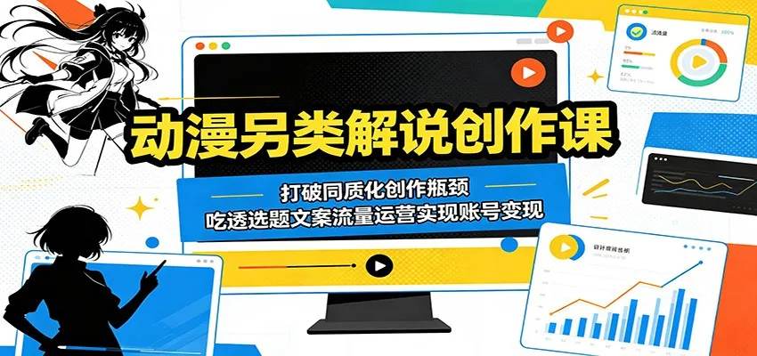 动漫另类解说创作课：打破同质化创作瓶颈，吃透选题文案流量运营实现账号变现-副业吧