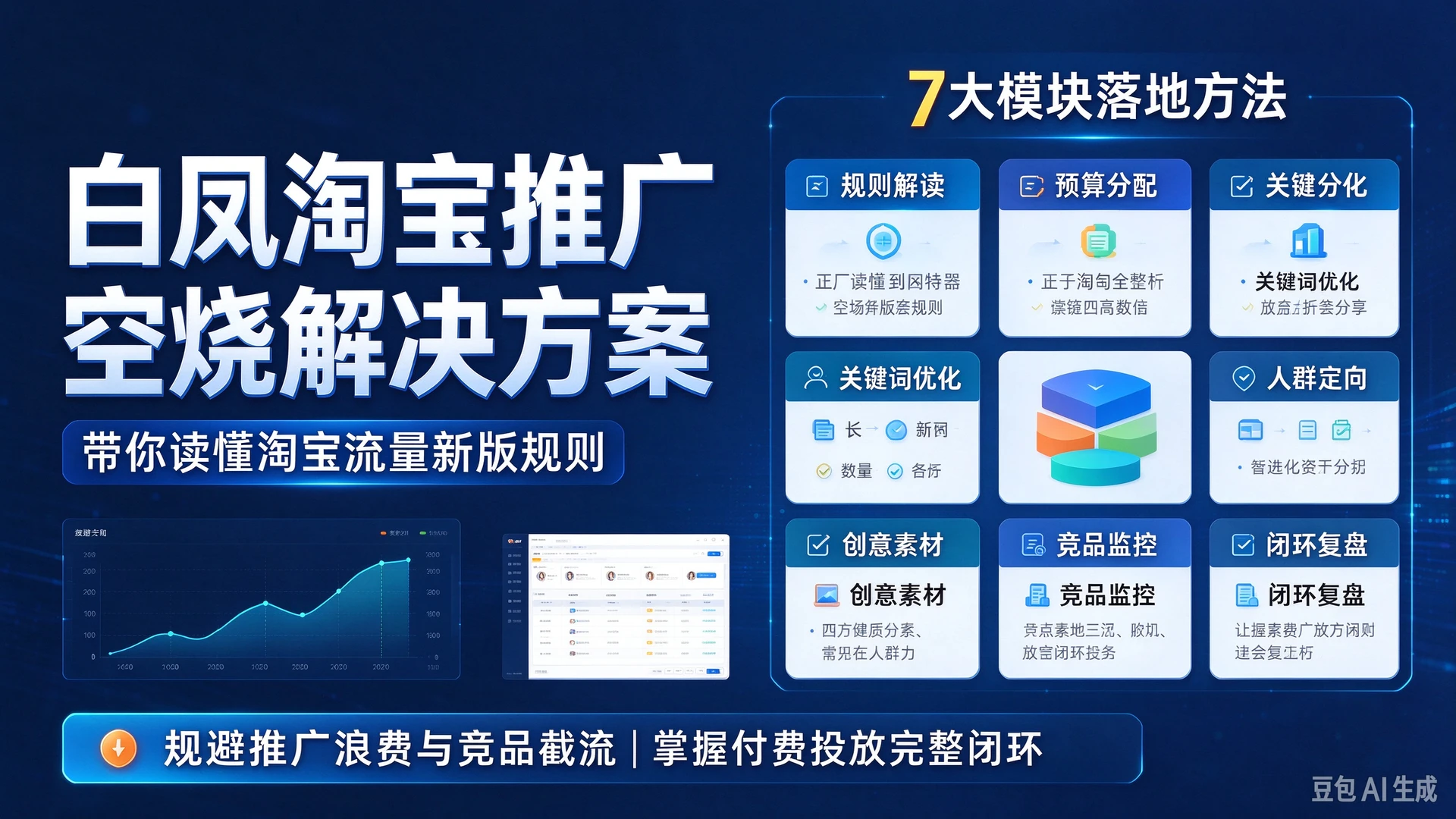 白凤淘宝推广空烧解决方案,带你读懂淘宝流量新版规则,掌握7大模块落地方法,学会规避推广浪费与竞品截流,适合淘宝商家优化付费投放的完整闭环-副业吧