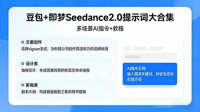 （17935期）豆包+即梦Seedance2.0提示词大合集：多场景AI指令+教程，解锁文案、设计、影视高效创作-副业吧