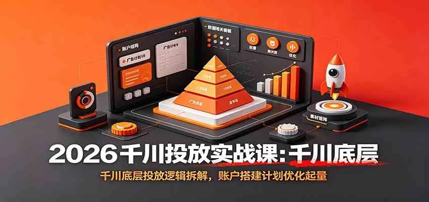 2026千川投放实战课：千川底层投放逻辑拆解，账户搭建计划优化起量-副业吧
