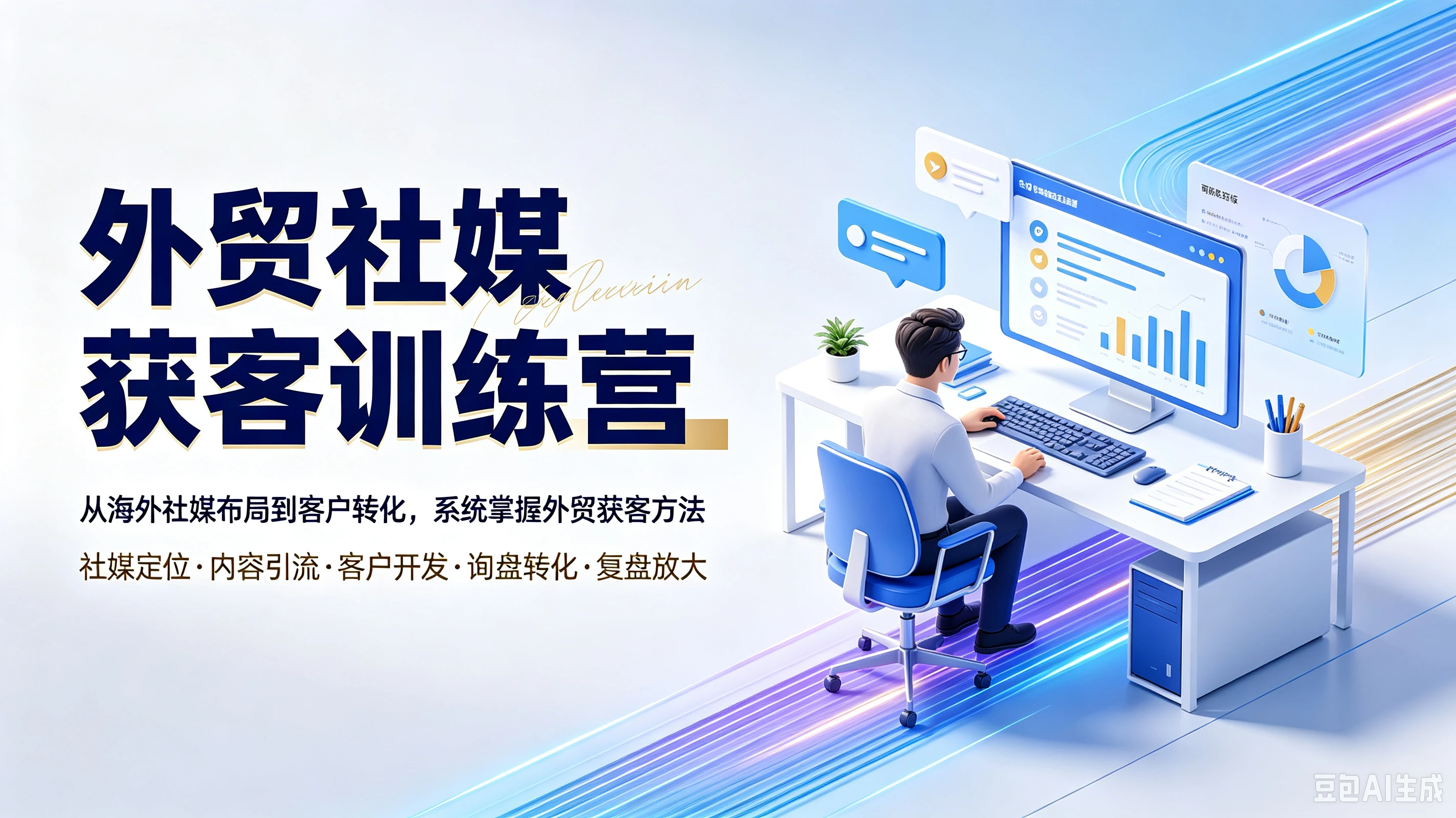 【精】外贸社媒获客训练营，从海外社媒布局到客户转化，系统掌握外贸获客方法，社媒定位、内容引流、客户开发、询盘转化、复盘放大-副业吧