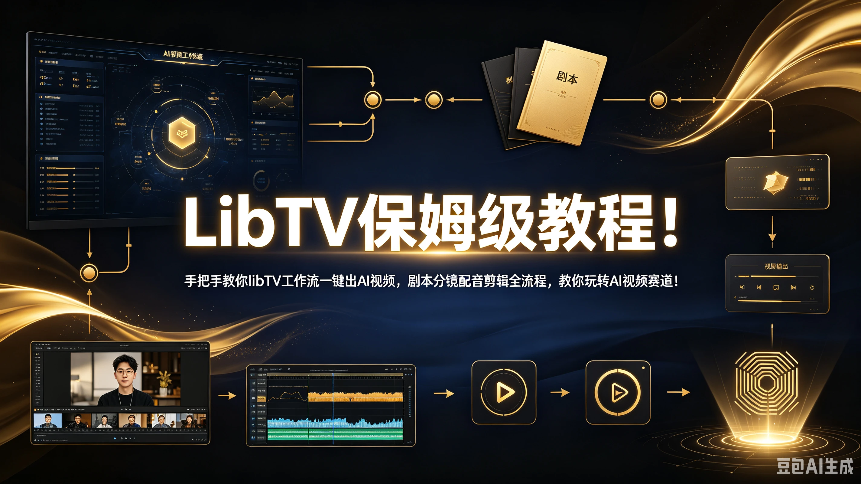 【精】LibTV保姆级教程!手把手教你libTV工作流一键出AI视频,剧本分镜配音剪辑全流程,教你玩转AI视频赛道!-副业吧