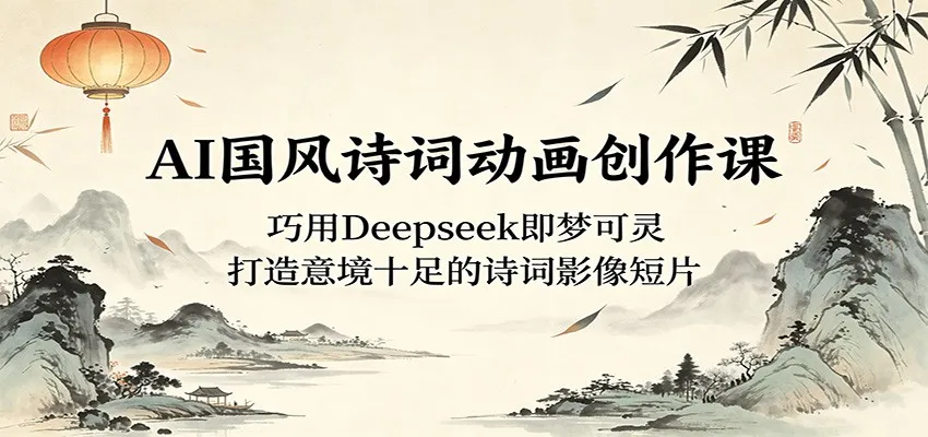 AI国风诗词动画创作课:巧用Deepseek即梦可灵,打造意境十足的诗词影像短片-副业吧