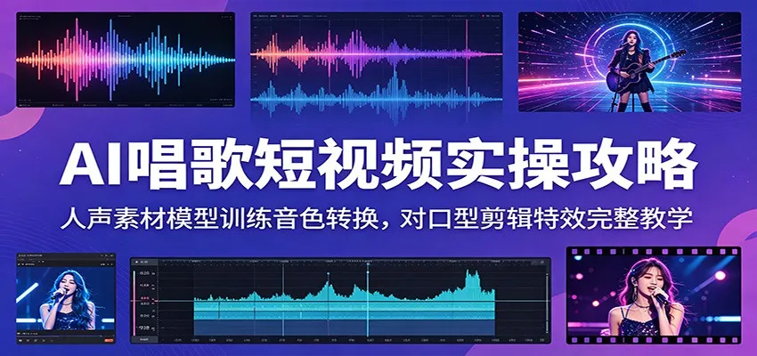 AI唱歌短视频实操攻略:人声素材模型训练音色转换,对口型剪辑特效完整教学-副业吧