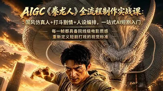 (18849期)AIGC《豢龙人》全流程制作实战课:国风仿真人+打斗剧情+人设编排,一站式AI短剧入门-副业吧 (18849期)AIGC《豢龙人》全流程制作实战课:国风仿真人+打斗剧情+人设编排,一站式AI短剧入门-副业吧