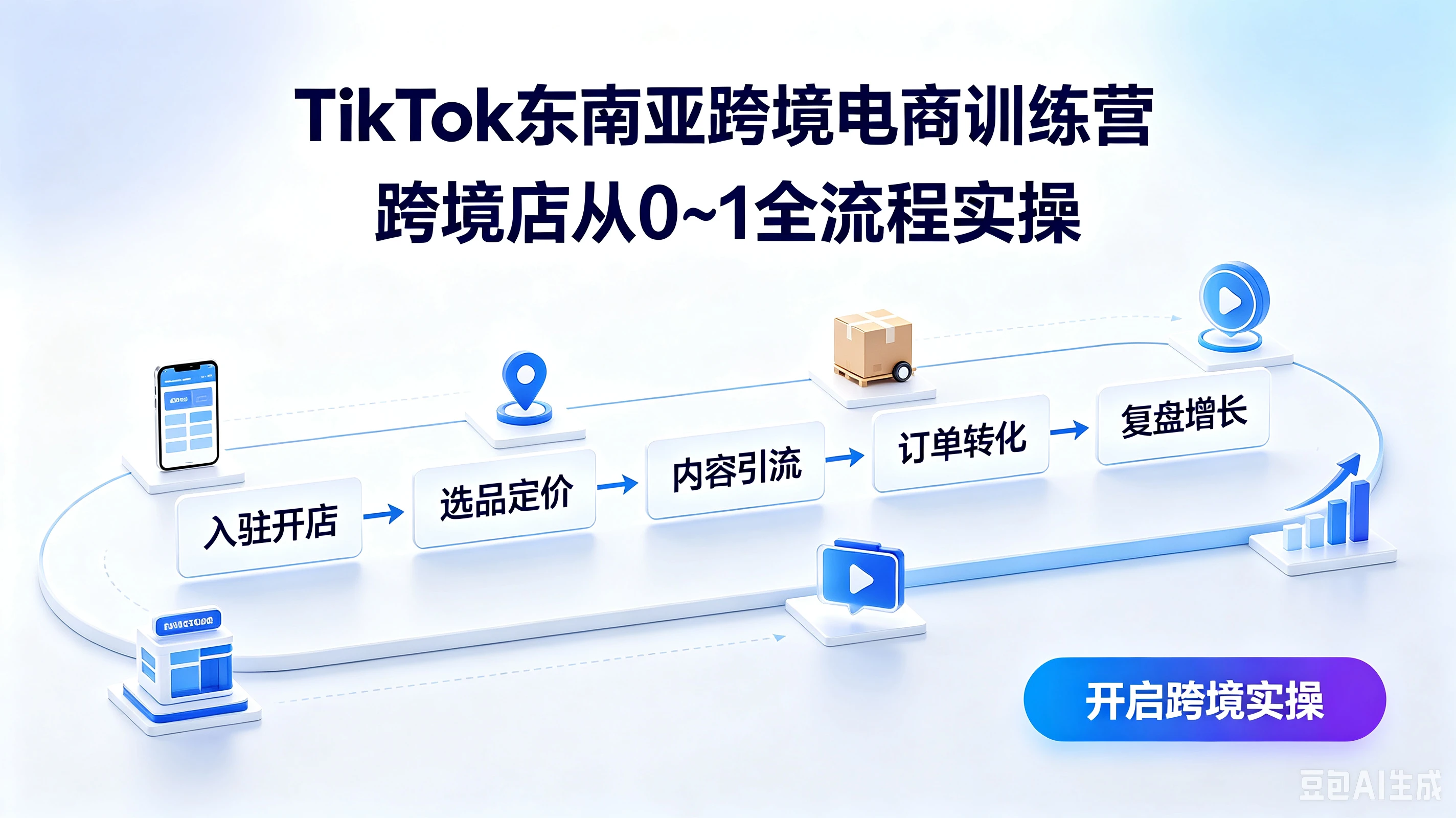 【精】TikTok东南亚跨境电商训练营跨境店从0~1全流程实操,复盘增长、订单转化、内容引流、选品定价、入驻开店-副业吧
