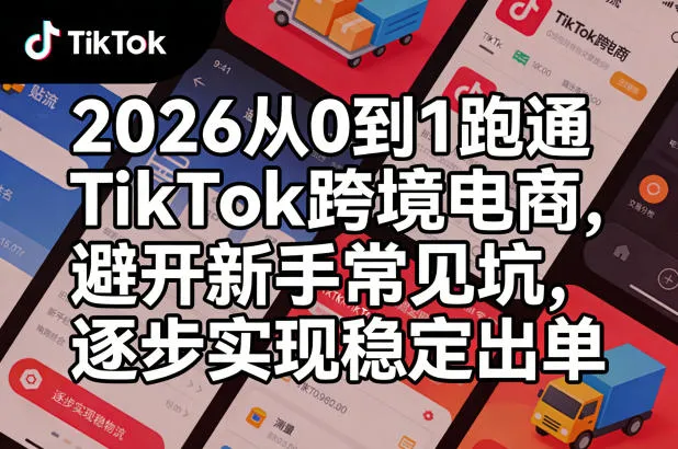 2026从0到1跑通TikTok跨境电商，避开新手常见坑，逐步实现稳定出单-副业吧